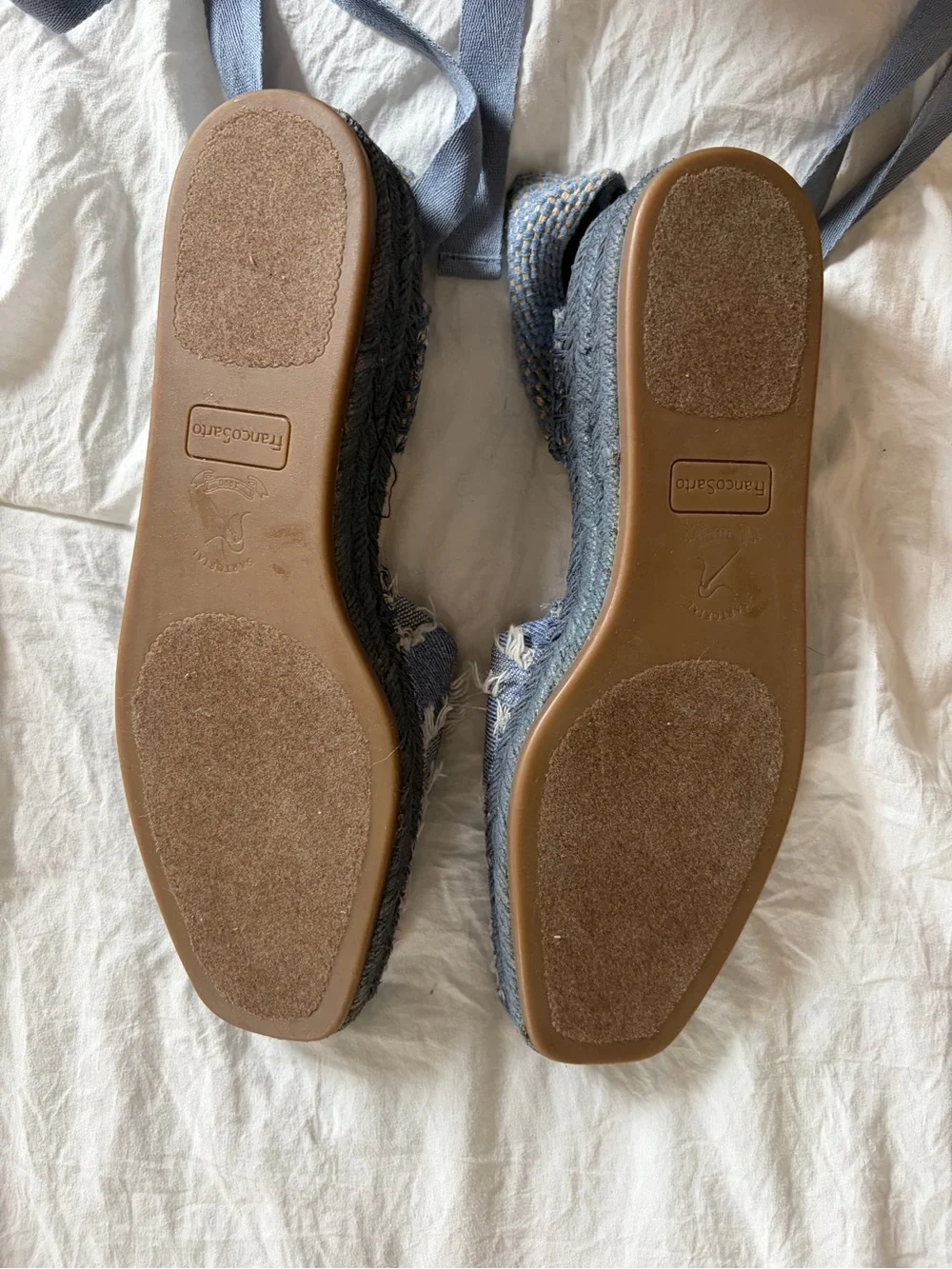 Franco Sarto Britney Light Blue Woven Espadrille Lace-Up Sandal